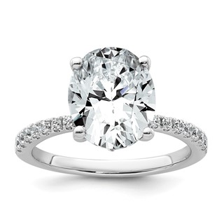 14k White Gold 3 1/4 carat Lab Grown Diamond VS/SI+ G+ Oval Complete Solitaire Engagement Ring