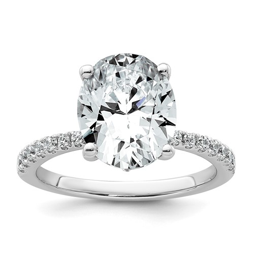 14K White Gold 3.25 Carat Certified Lab Grown Diamond VS+ F+ Oval Complete Solitaire Engagement Ring