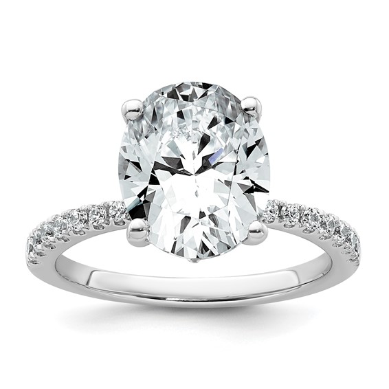 14k White Gold 3 1/4 carat Lab Grown Diamond VS/SI+ G+ Oval Complete Solitaire Engagement Ring