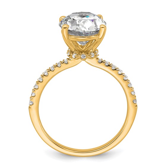 14k 3 1/4 carat Lab Grown Diamond VS/SI+ G+ Oval Complete Solitaire Engagement Ring