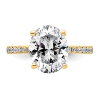 14K Yellow Gold 3.25 Carat Lab Grown Diamond VS SI+ G+ Oval Complete Solitaire Engagement Ring view 4