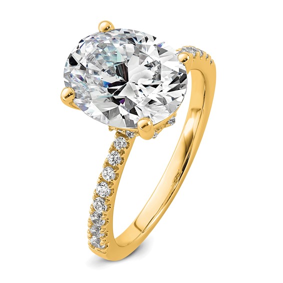 14k 3 1/4 carat Lab Grown Diamond VS/SI+ G+ Oval Complete Solitaire Engagement Ring