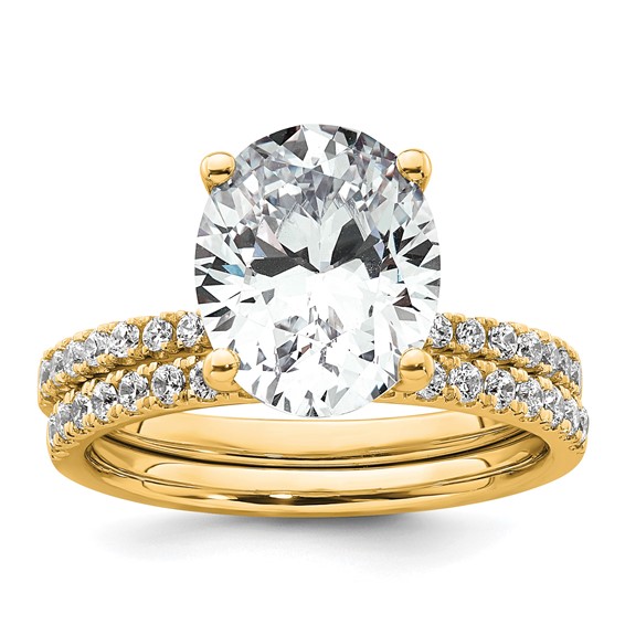14k 3 1/4 carat Lab Grown Diamond VS/SI+ G+ Oval Complete Solitaire Engagement Ring