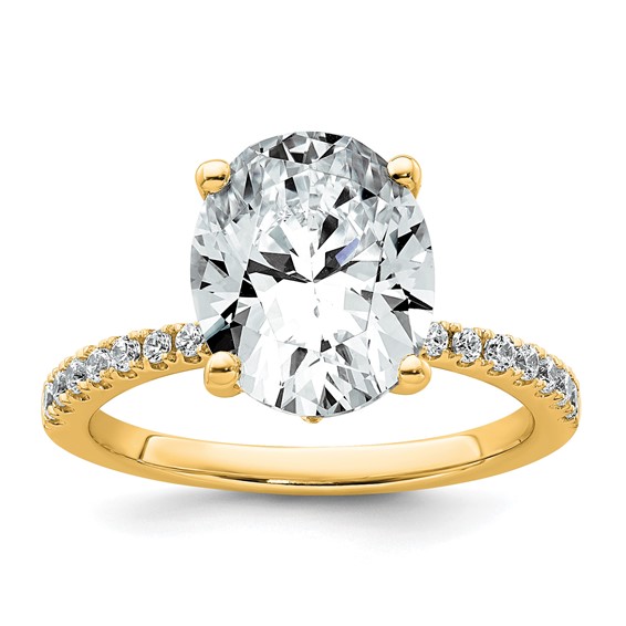 14k 3 1/4 carat Lab Grown Diamond VS/SI+ G+ Oval Complete Solitaire Engagement Ring