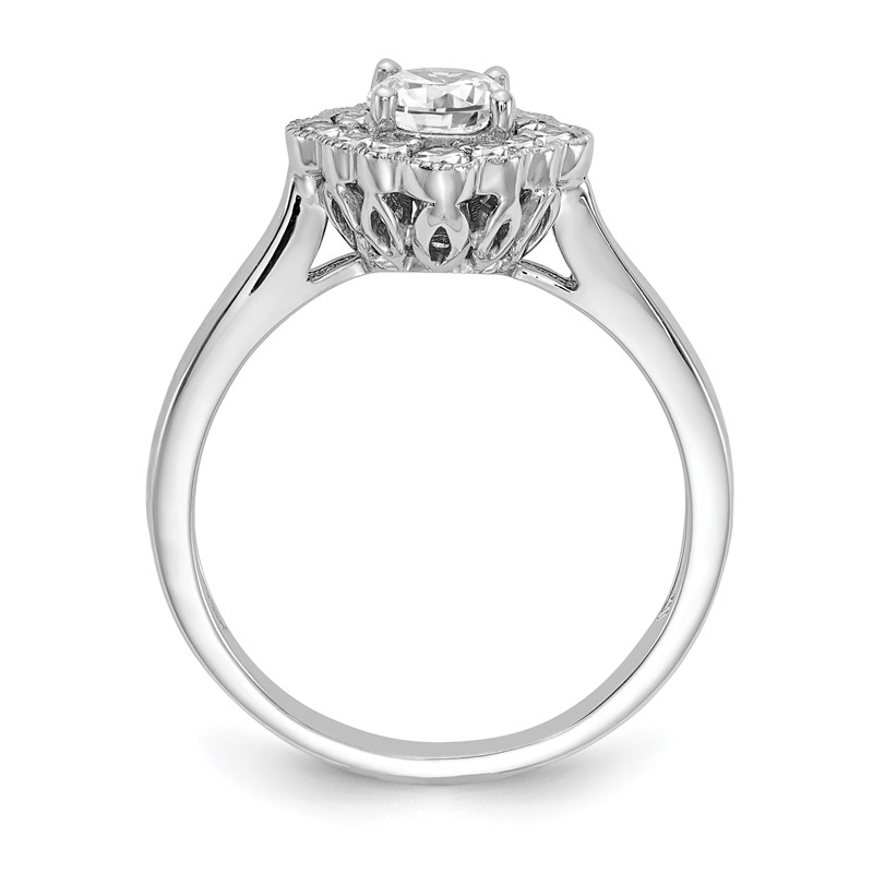 True Origin 14K White Gold 1/4 carat Lab Grown Diamond VS  D E F  Round Semi Mount Fancy Halo Engagement Ring
