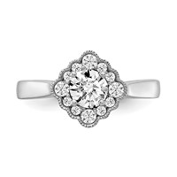 True Origin 14K White Gold 0.25 Carat Lab Grown Diamond VS+ F+ Semi-Mount Round Halo Engagement Ring view 4