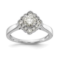 True Origin 14K White Gold 0.25 Carat Lab Grown Diamond VS+ F+ Semi-Mount Round Halo Engagement Ring view 1