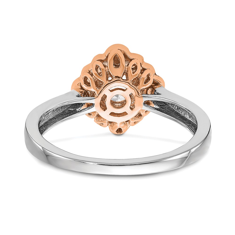 True Origin 14K Two-tone 1/4 carat Lab Grown Diamond VS  D E F  Round Semi Mount Fancy Halo Engagement Ring (RM6339E-050-WRLD)