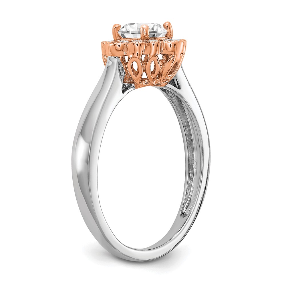 True Origin 14K Two-tone 1/4 carat Lab Grown Diamond VS  D E F  Round Semi Mount Fancy Halo Engagement Ring (RM6339E-050-WRLD)