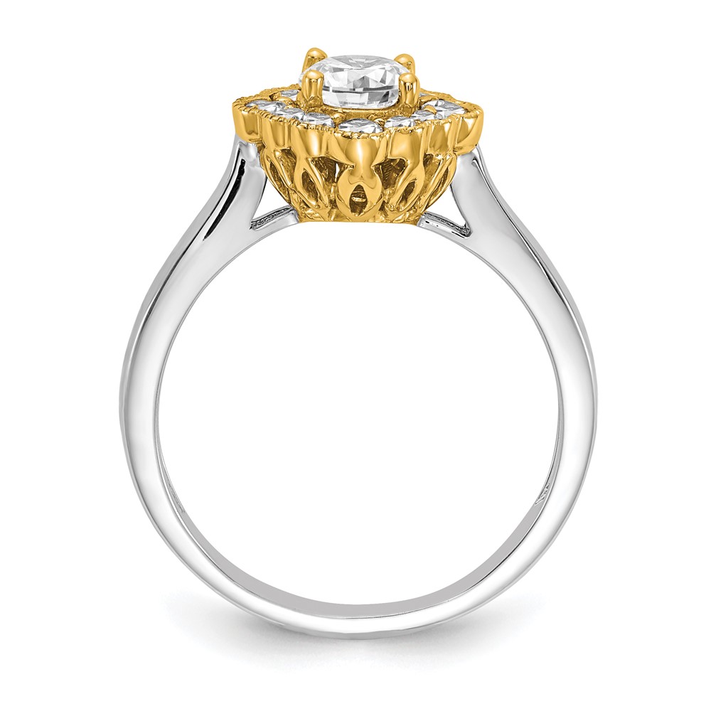 True Origin 14K Two-tone 1/4 carat Lab Grown Diamond VS  D E F  Round Semi Mount Fancy Halo Engagement Ring (RM6339E-050-WYLD)