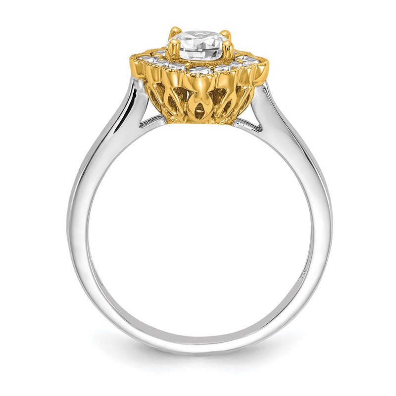 True Origin 14K Two-tone 1/4 carat Lab Grown Diamond VS  D E F  Round Semi Mount Fancy Halo Engagement Ring