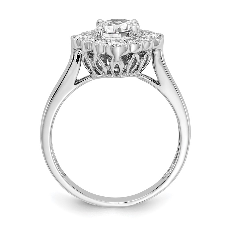 True Origin 14K White Gold 1/4 carat Lab Grown Diamond VS  D E F  Round Semi Mount Fancy Halo Engagement Ring