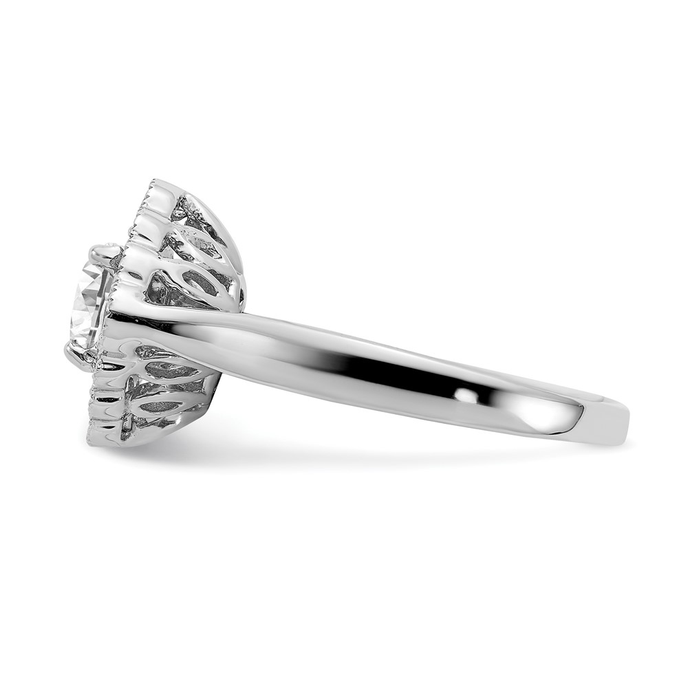 True Origin 14K White Gold 1/4 carat Lab Grown Diamond VS  D E F  Round Semi Mount Fancy Halo Engagement Ring (RM6339E-100-WLD)