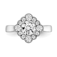True Origin 14K White Gold 0.25 Carat Lab Grown Diamond VS+ F+ Semi-Mount Round Halo Engagement Ring view 4