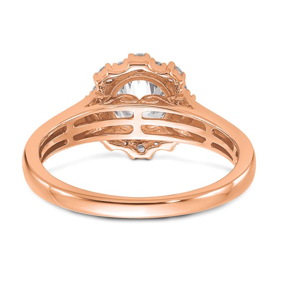 True Origin 14K Rose Gold 1/4 carat Lab Grown Diamond VS+ F+ Semi-Mount Round Halo Engagement Ring