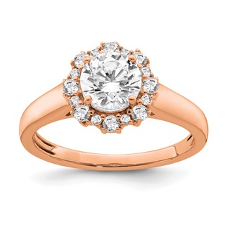 True Origin 14K Rose Gold 1/4 carat Lab Grown Diamond VS+ F+ Semi-Mount Round Halo Engagement Ring