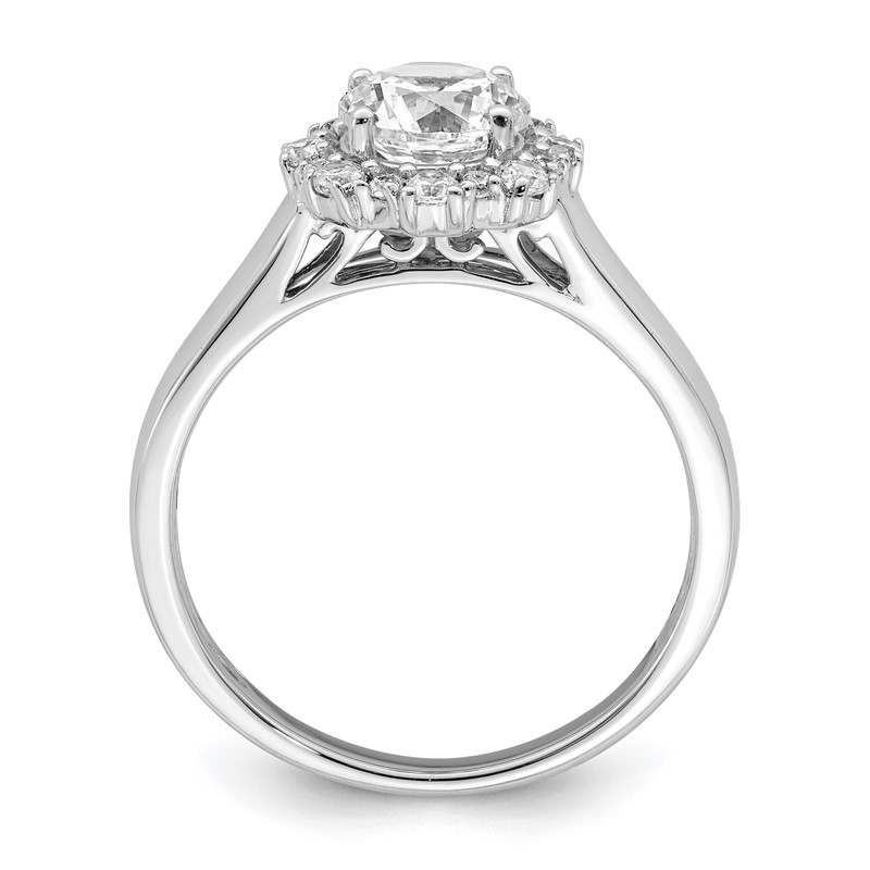True Origin 14K White Gold 1/4 carat Lab Grown Diamond VS  D E F  Round Semi Mount Fancy Halo Engagement Ring