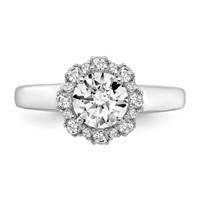 True Origin 14K White Gold 0.25 Carat Lab Grown Diamond VS+ F+ Semi-Mount Round Halo Engagement Ring view 4