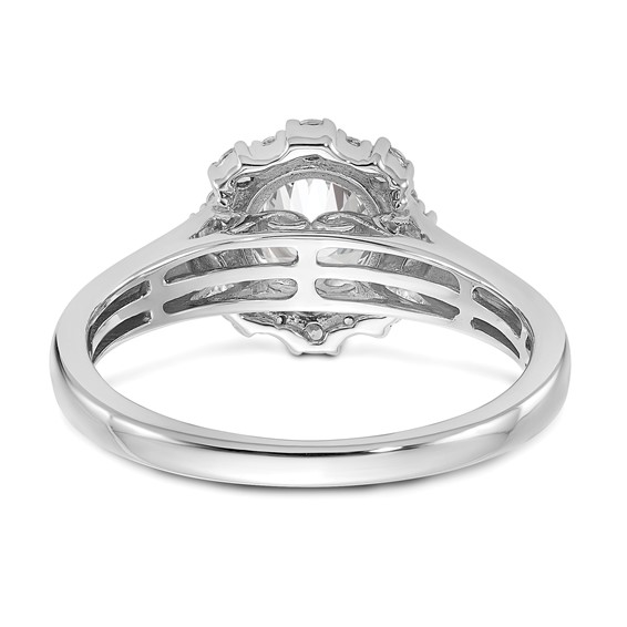 True Origin 14K White Gold 1/4 carat Lab Grown Diamond VS+ F+ Semi-Mount Round Halo Engagement Ring