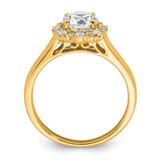 True Origin 14K Yellow Gold 1/4 carat Lab Grown Diamond VS+ F+ Semi-Mount Round Halo Engagement Ring