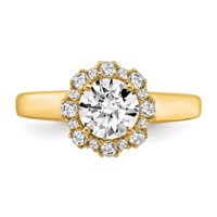 True Origin 14K Yellow Gold 0.25 Carat Lab Grown Diamond VS+ F+ Semi-Mount Round Halo Engagement Ring view 4