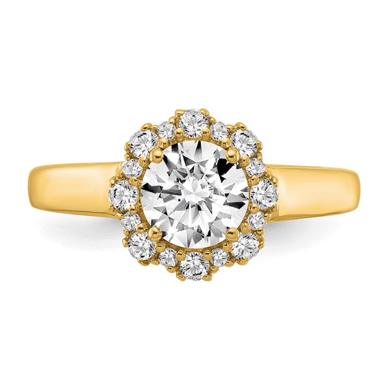 True Origin 14K Yellow Gold 1/4 carat Lab Grown Diamond VS+ F+ Semi-Mount Round Halo Engagement Ring