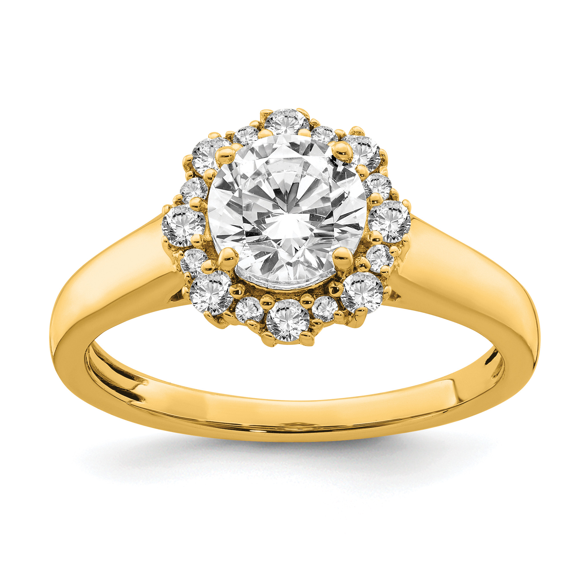 True Origin 14K 1/4 carat Lab Grown Diamond VS  D E F  Round Semi Mount Fancy Halo Engagement Ring (RM6340E-100-YLD)