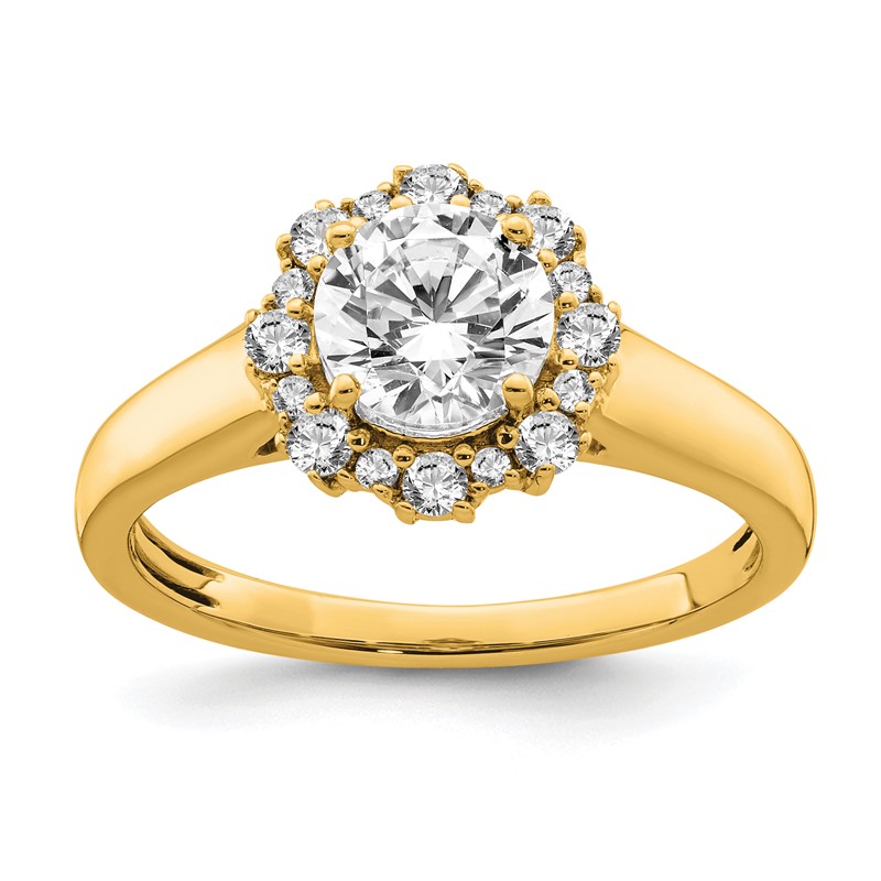 True Origin 14K 1/4 carat Lab Grown Diamond VS  D E F  Round Semi Mount Fancy Halo Engagement Ring