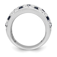 True Origin 14K White Gold 1.50 Carat Lab Grown Diamond VS+ F+ and.85 Carat Blue Sapphire Complete Fashion Ring view 2