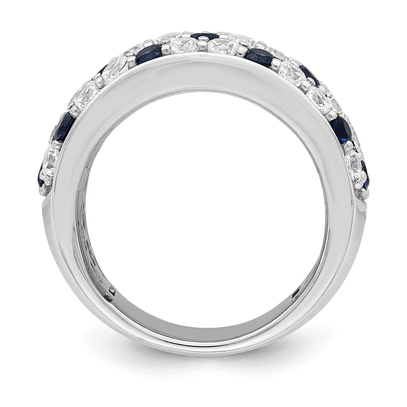 True Origin 14k White Gold 1 1/2 carat Lab Grown Diamond VS DEF and .85 carat Blue Sapphire Fashion Ring
