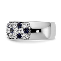 True Origin 14K White Gold 1.50 Carat Lab Grown Diamond VS+ F+ and.85 Carat Blue Sapphire Complete Fashion Ring view 3