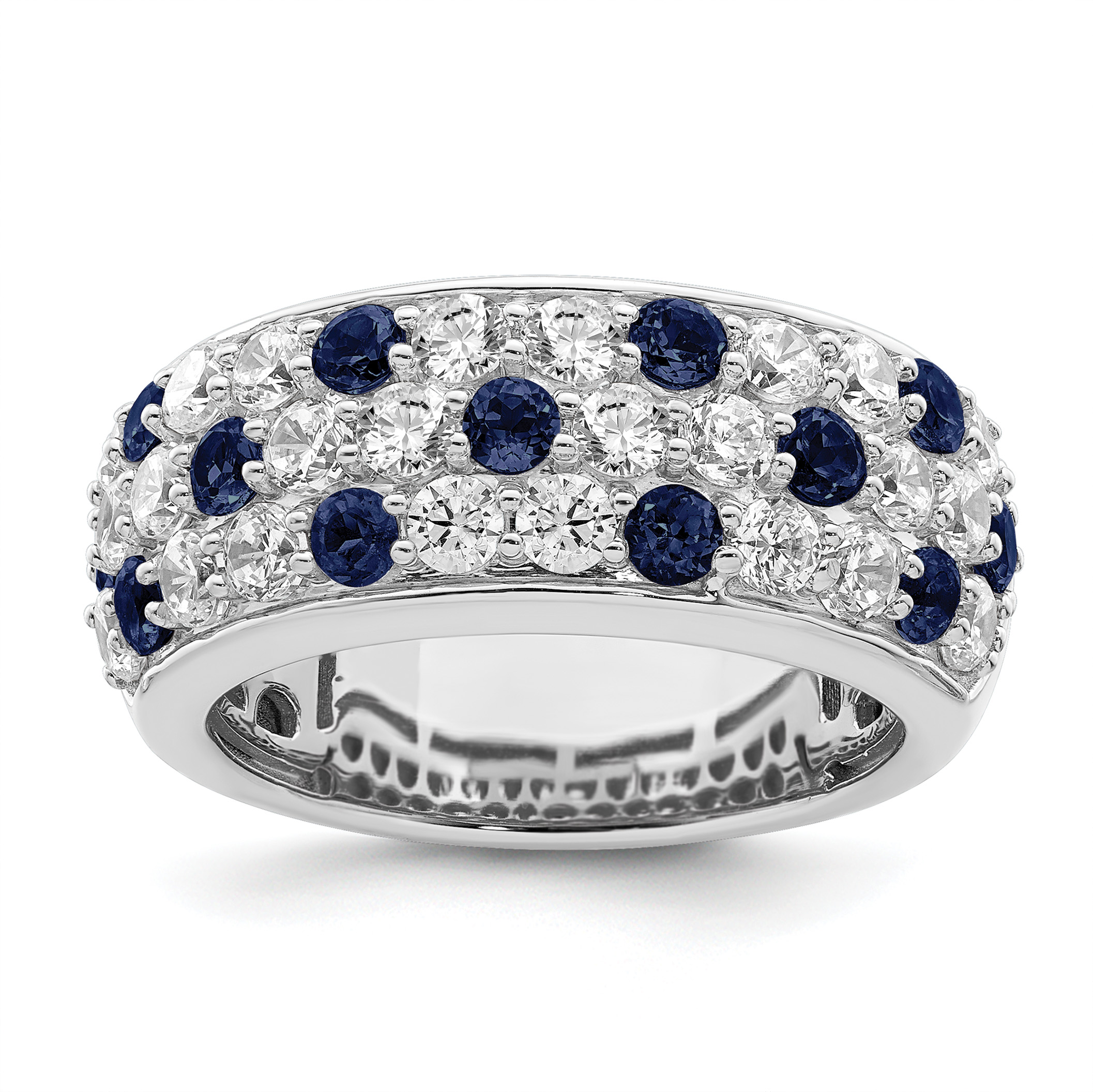 True Origin 14k White Gold 1 1/2 carat Lab Grown Diamond VS DEF and .85 carat Blue Sapphire Fashion Ring (RM6347-SA-156-WLD)