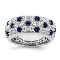 True Origin 14K White Gold 1.50 Carat Lab Grown Diamond VS+ F+ and.85 Carat Blue Sapphire Complete Fashion Ring view 1