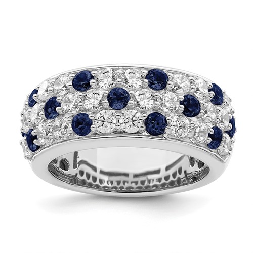 True Origin 14K White Gold 1.50 Carat Lab Grown Diamond VS+ F+ and.85 Carat Blue Sapphire Complete Fashion Ring