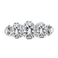 14K White Gold 3.50 Carat Lab Grown Diamond VS+ F+ Complete Five Stone Band view 4