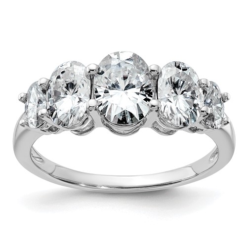 14K White Gold 3.50 Carat Lab Grown Diamond VS+ F+ Complete Five Stone Band