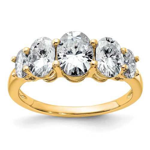 14K Yellow Gold 3.50 Carat Lab Grown Diamond VS+ F+ Complete Five Stone Band