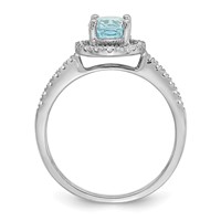 Pure Serenity 14K White Gold 0.33 Carat Lab Grown Diamond VS SI and Oval Lab Created Aquamarine Halo Engagement Ring view 3