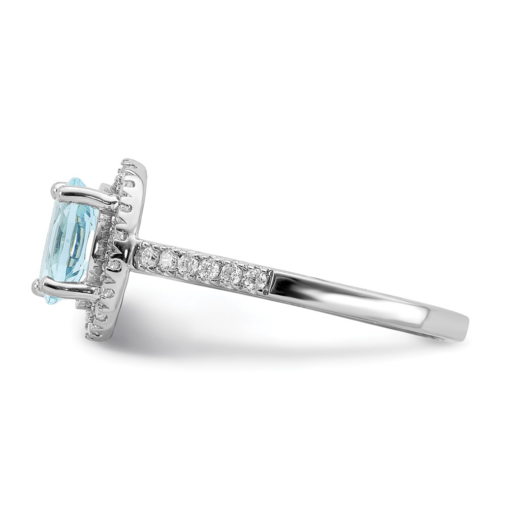 Pure Serenity 14k White Gold 1/3 carat Lab Grown Diamond VS/SI and Oval Lab Created Aquamarine Halo Engagement Ring (RM6354E-AQ-030-WLG)
