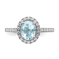 Pure Serenity 14K White Gold 0.33 Carat Lab Grown Diamond VS SI and Oval Lab Created Aquamarine Halo Engagement Ring view 5