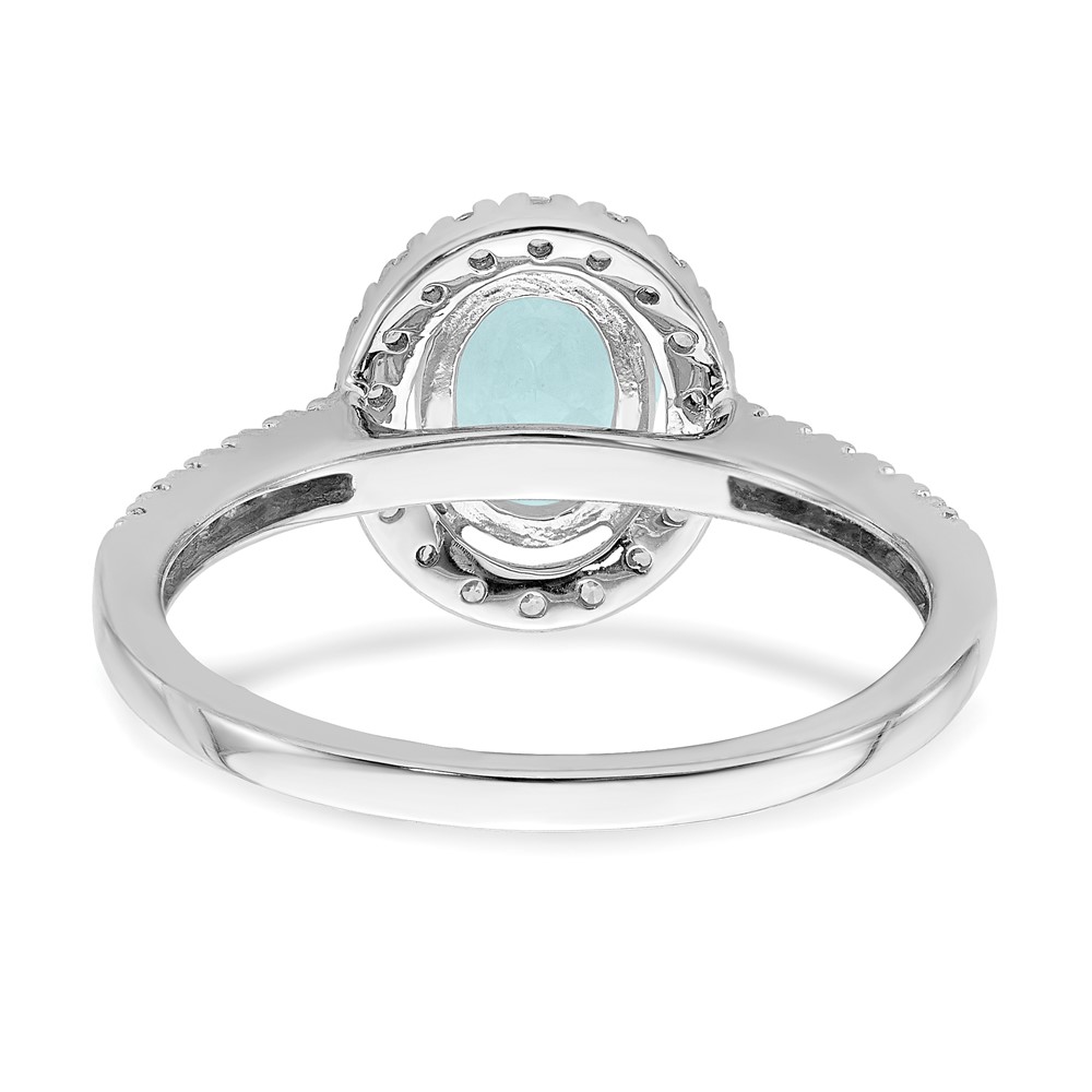 Pure Serenity 14k White Gold 1/3 carat Lab Grown Diamond VS/SI and Oval Lab Created Aquamarine Halo Engagement Ring (RM6354E-AQ-030-WLG)