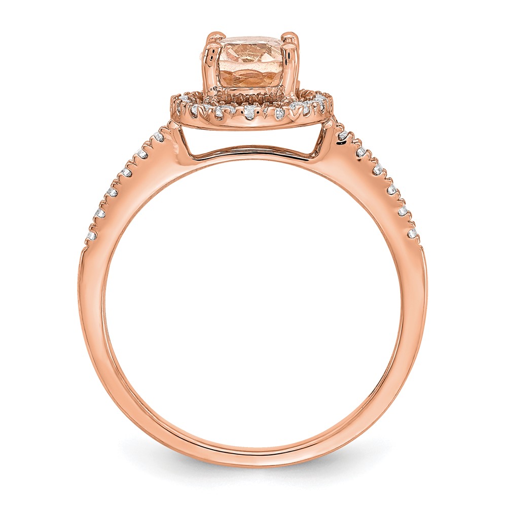 Pure Serenity 14k Rose Gold 1/3 carat Lab Grown Diamond VS/SI+ G+ and Oval Morganite Halo Engagement Ring (RM6354E-MG-030-RLG)