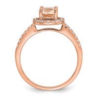 Pure Serenity 14K Rose Gold 0.33 Carat Lab Grown Diamond VS SI+ G+ and Oval Morganite Halo Engagement Ring view 3