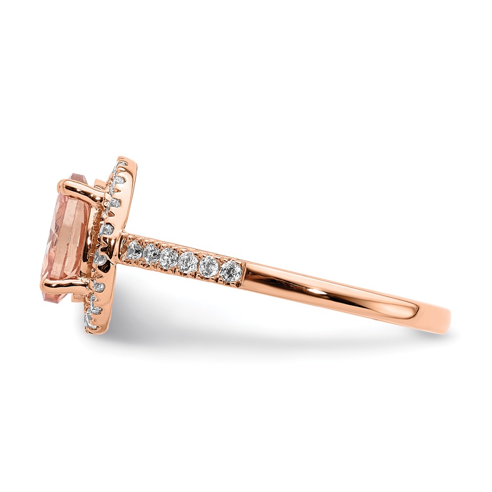 Pure Serenity 14k Rose Gold 1/3 carat Lab Grown Diamond VS/SI+ G+ and Oval Morganite Halo Engagement Ring (RM6354E-MG-030-RLG)