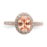 Pure Serenity 14K Rose Gold 0.33 Carat Lab Grown Diamond VS SI+ G+ and Oval Morganite Halo Engagement Ring view 5