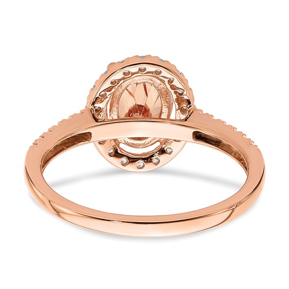 14k Rose Gold Morganite & Diamond Eng Ring