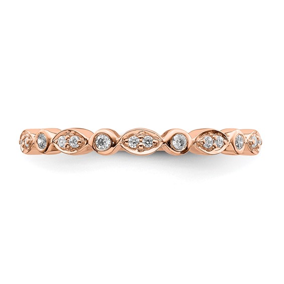 Pure Serenity 14k Rose Gold 1/5 carat Lab Grown Diamond VS/SI+ G+ Two Wedding Band Set
