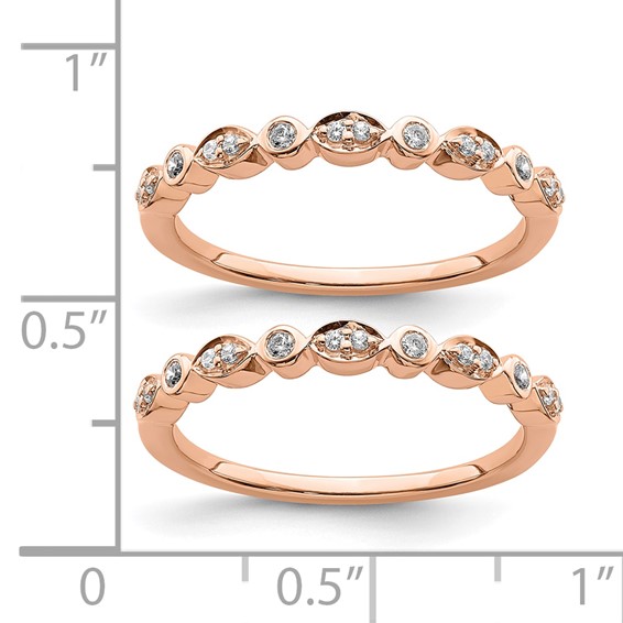 Pure Serenity 14k Rose Gold 1/5 carat Lab Grown Diamond VS/SI+ G+ Two Wedding Band Set