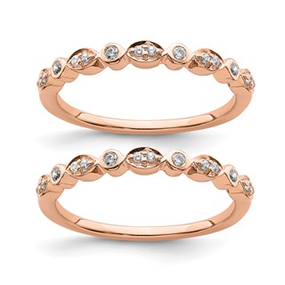 Blooming Bridal 14k Rose Gold 1/5 carat Diamond Set of 2 Complete Wedding Bands