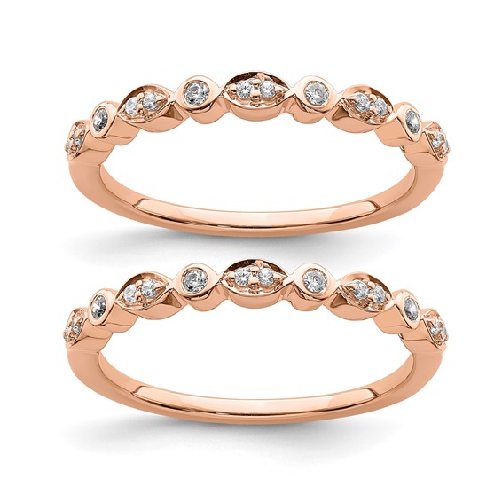 Blooming Bridal 14k Rose Gold 1/5 carat Diamond Set of 2 Complete Wedding Bands